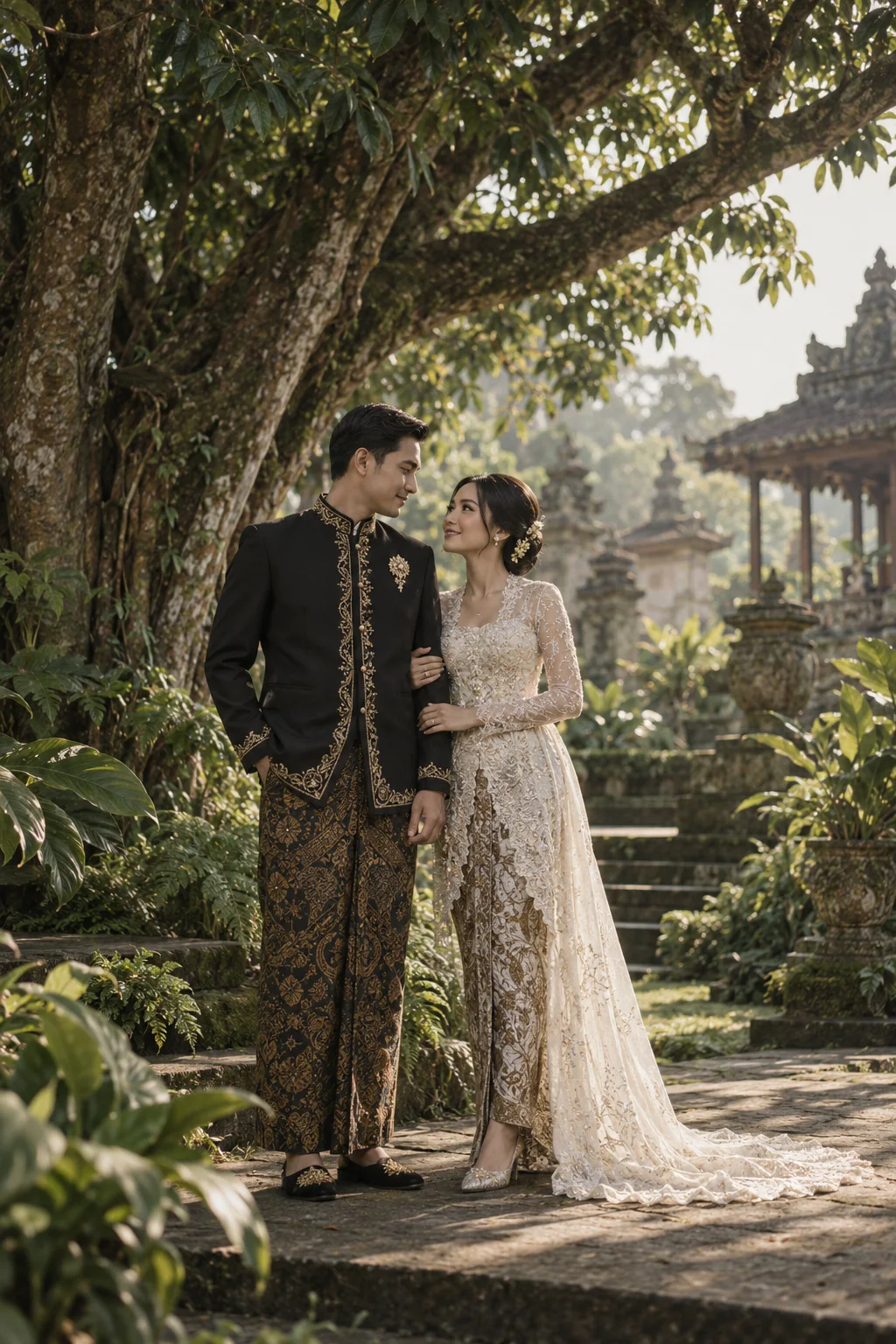 Foto ilustrasi pasangan dalam busana pengantin Jawa